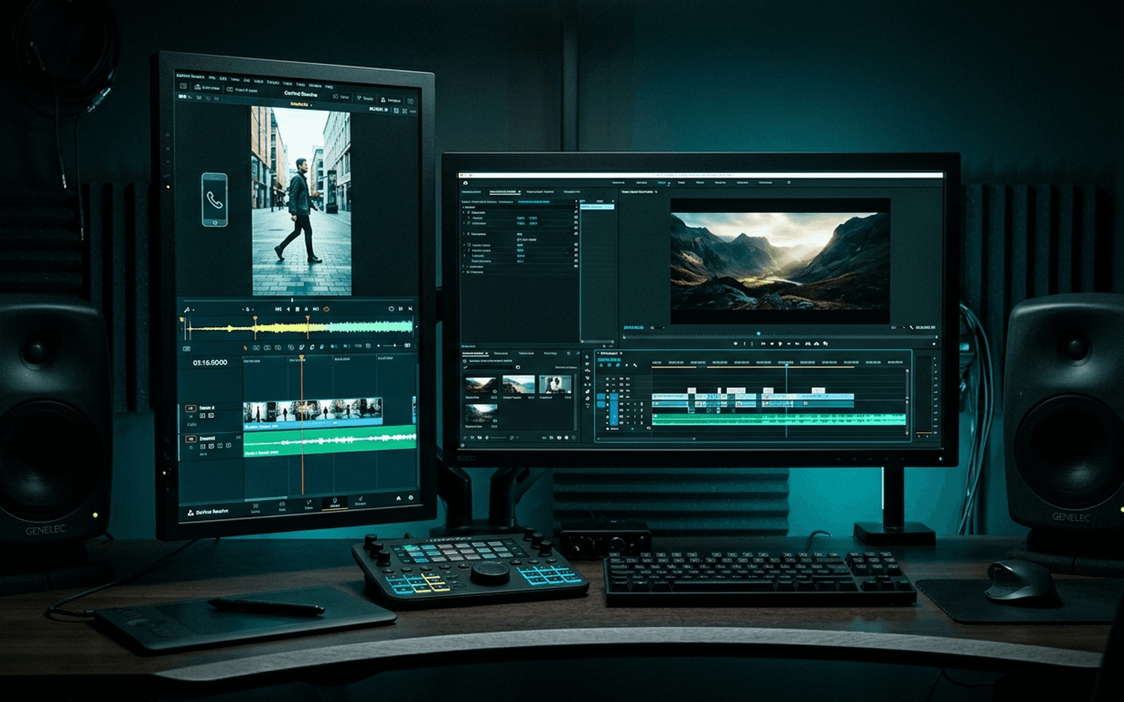 Câmera profissional configurada com enquadramentos simultâneos para produção multiplataforma